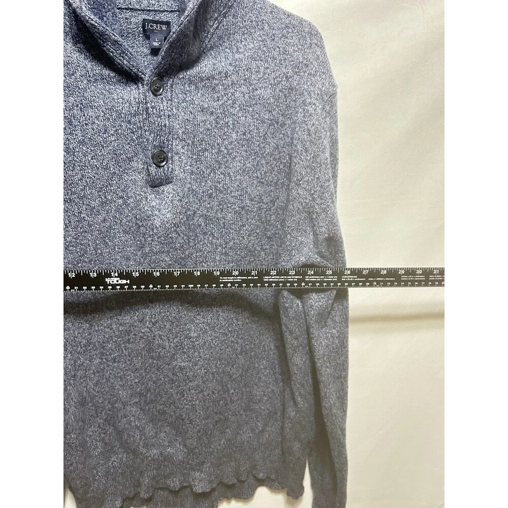 J. Crew Mens Large Wool Blue Shawl‎ Collar Two Button Sweater